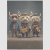 Decoupage Musical Cow Trio Fur Feathers Funk Band Tissuepapier (Voorkant)