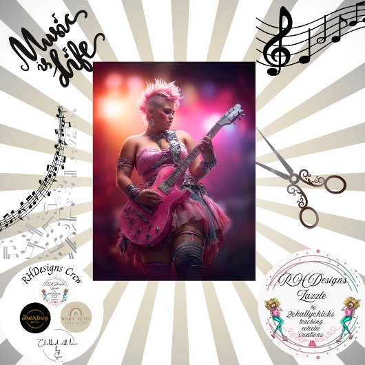 Decoupage Muziek Punk Rocker Pink Tissuepapier