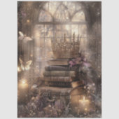 Decoupage Mystical Fantasy Crown Books Candlelight Tissuepapier (Voorkant)