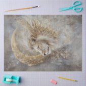 Decoupage Mystical Lions Head Crescent Moon Gold Tissuepapier (Craft)