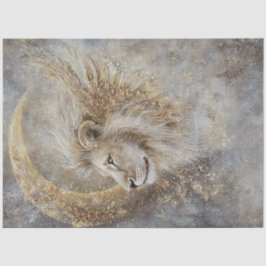 Decoupage Mystical Lions Head Crescent Moon Gold Tissuepapier