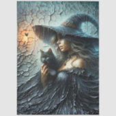 Decoupage Mystical Witch Crackled Background  Tissuepapier (Voorkant)