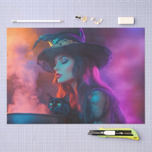 Decoupage Mystical Witches' Cauldron Brew & Cat Tissuepapier (Craft)