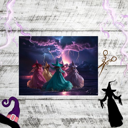 Decoupage Mystical Witches Lightening Storm Tissuepapier