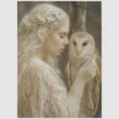 Decoupage Mystical Woman In Ivory With Owl  Tissuepapier (Voorkant)