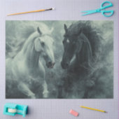 Decoupage Mystiek Zwart Wit Paard Krachtig Tissuepapier (Craft)