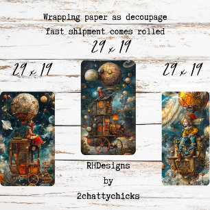 Decoupage Mystieke Heet Lucht Ballon Vlucht Inpakpapier Vel