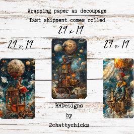 Decoupage mystieke hete lucht ballon rijden inpakpapier vel