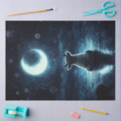 Decoupage Mystieke Hoogland Koe Starring at Moon Tissuepapier (Craft)