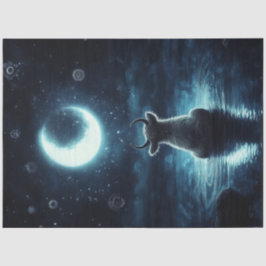 Decoupage Mystieke Hoogland Koe Starring at Moon Tissuepapier