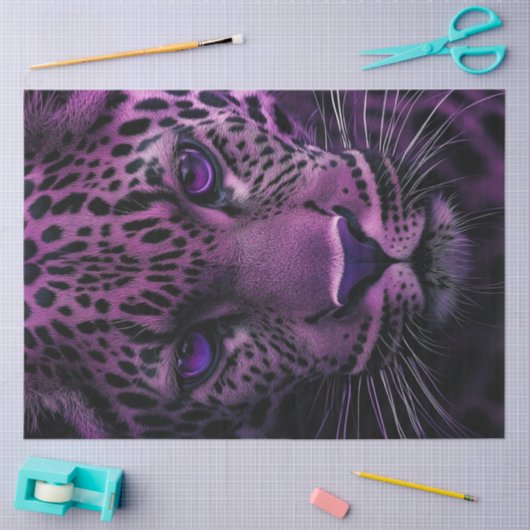 Decoupage Mystieke Leopard Paarse & Zwarte Vlekken Tissuepapier (Craft)