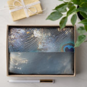 Decoupage Mystieke Pauw in Blauw Beige Gouden Kleu Tissuepapier (Geschenk)