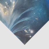 Decoupage Mystieke Pauw in Blauw Beige Gouden Kleu Tissuepapier (Detail)