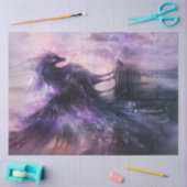 Decoupage Mythical Bird Dark Paarse zwarte veren Tissuepapier (Craft)