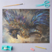 Decoupage Mythical Griffon Bird Purples Blauw Goud Tissuepapier (Craft)