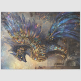 Decoupage Mythical Griffon Bird Purples Blauw Goud Tissuepapier