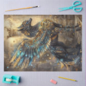 Decoupage Mythical Griffon Wolf-Bird Gold Inlay Tissuepapier (Craft)