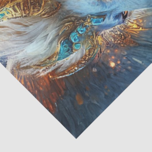 Decoupage Mythical Lion Blauwgroen & Goud  Tissuepapier (Detail)