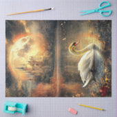Decoupage Nachtscène Moon Castle Swan in Lake Tissuepapier (Craft)
