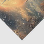 Decoupage Nachtscène Moon Castle Swan in Lake Tissuepapier (Detail)