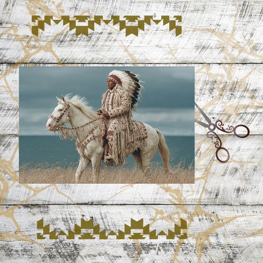 Decoupage Native American Indian Chief op het paar Tissuepapier