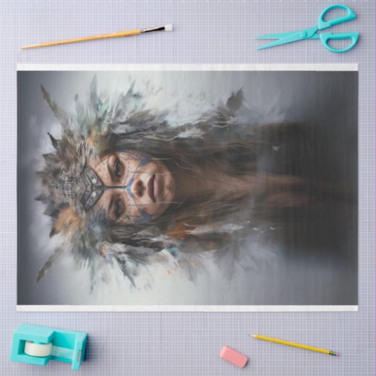 Decoupage Native Amerikaanse Vrouw Dakota Sioux Tissuepapier (Craft)