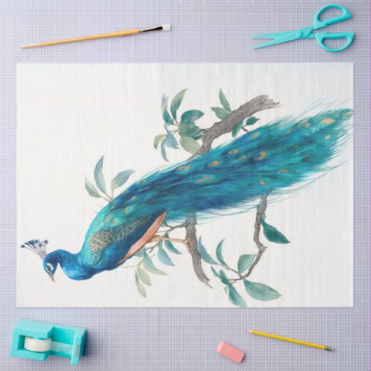 Decoupage Natures Crown Botanical Peacock Tissuepapier (Craft)