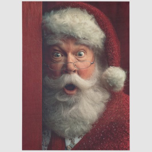 Decoupage Naughty or Nice Santa Claus Peeking  Tissuepapier (Voorkant)