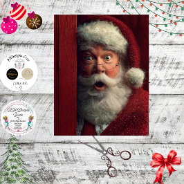 Decoupage Naughty or Nice Santa Claus Peeking  Tissuepapier