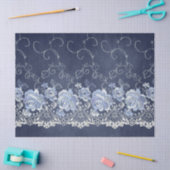 Decoupage Navy Blue en White Lace Tissuepapier (Craft)