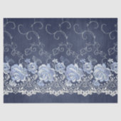 Decoupage Navy Blue en White Lace Tissuepapier (Voorkant)