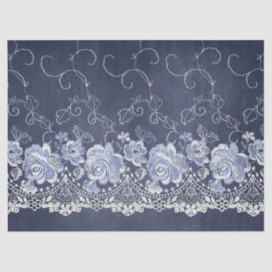 Decoupage Navy Blue en White Lace Tissuepapier (Voorkant)