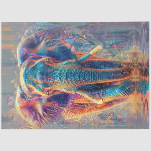 Decoupage Neon gekleurde Majestic Elephant Tissuepapier (Voorkant)