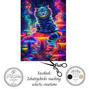 Decoupage Neon Psycho Kat Glanzende Paddenstoel  Tissuepapier