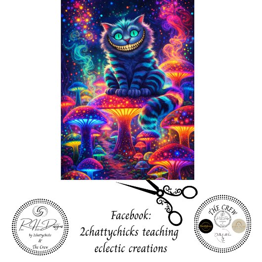 Decoupage Neon Psycho Kat Glanzende Paddenstoel Tissuepapier