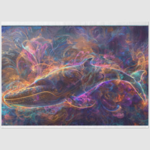 Decoupage Neon Whale Art Tissuepapier