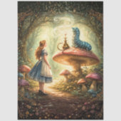 Decoupage Nieuwsgierig Meisje Mystieke Rups Tissuepapier (Voorkant)