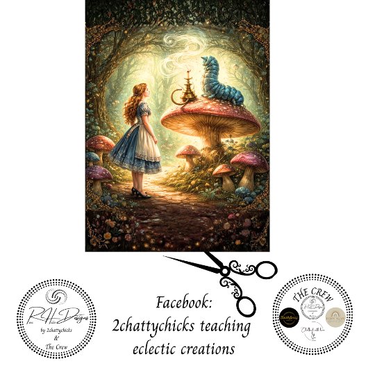 Decoupage Nieuwsgierig Meisje Mystieke Rups Tissuepapier