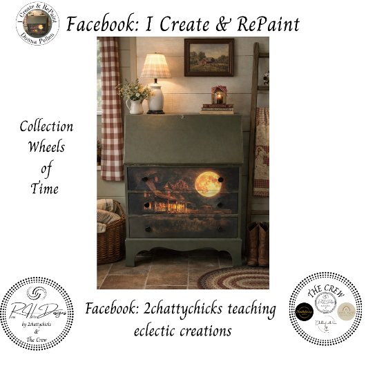 Decoupage Nostalgic Rustic Farmhouse Moon  Tissuepapier
