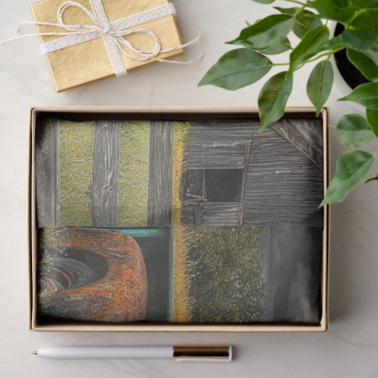 Decoupage Nostalgisch Boerderij Voertuiglandschap Tissuepapier (Geschenk)