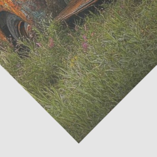 Decoupage Nostalgisch Boerderij Voertuiglandschap Tissuepapier (Detail)