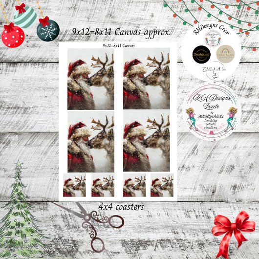 Decoupage Nostalgische Kerstman Rudolph Kus Tissuepapier