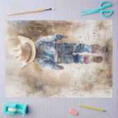 Decoupage nostalgische kleine cowboy loopt weg tissuepapier (Craft)