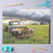 Decoupage Nostalgische Roestige Rode Truck Oude Sc Tissuepapier (Craft)