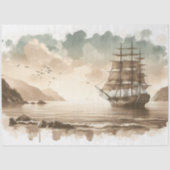 Decoupage Oceaan Zeilschip Aquarel Tissuepapier (Voorkant)