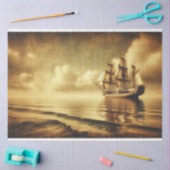 Decoupage oceaan zeilschip Sepia Tissuepapier (Craft)
