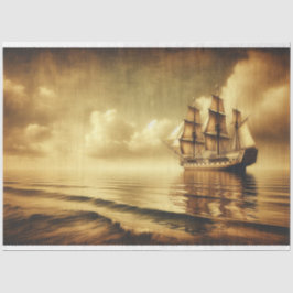 Decoupage oceaan zeilschip Sepia Tissuepapier