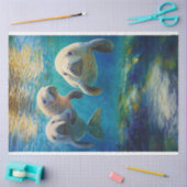 Decoupage Ocean Uitzicht Manatee Family Tissuepapier (Craft)