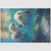 Decoupage Ocean Uitzicht Manatee Family Tissuepapier (Voorkant)