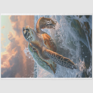 Decoupage Ocean Zee Turtle op het strand Tissuepapier